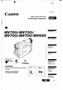 Canon MV 730 i manual. Camera Instructions.